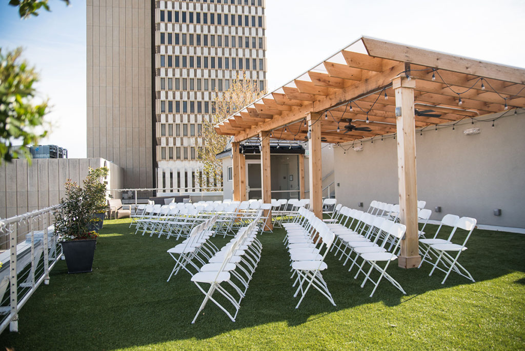 A rooftop wedding ceremony at The Upper Room in Greenville, SC