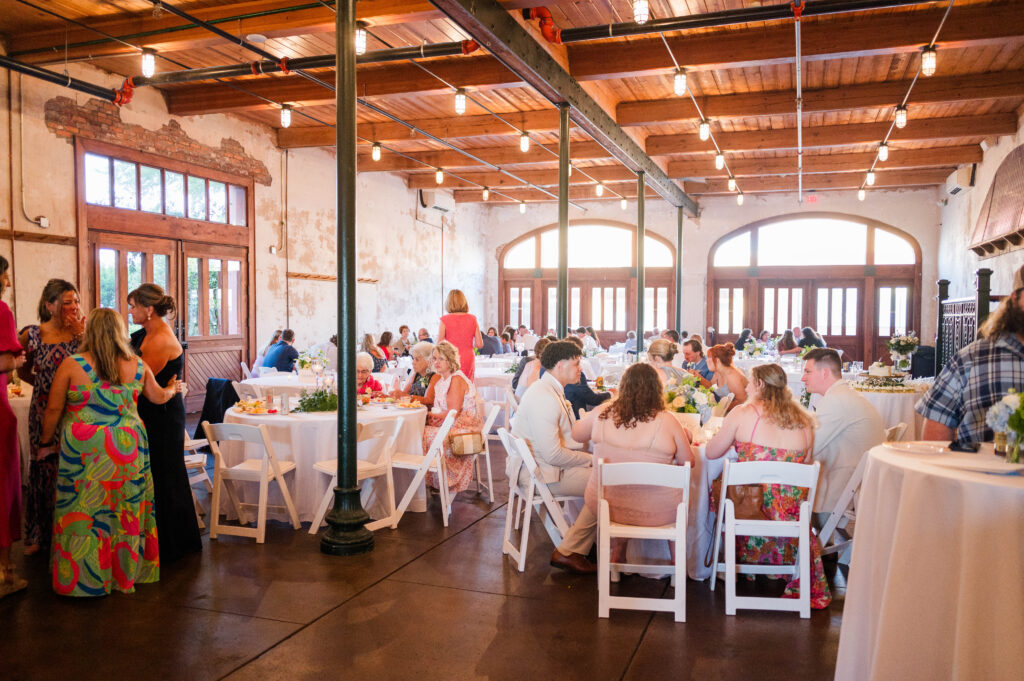 Guests enjoying dinner during the reception at the bleckley inn 